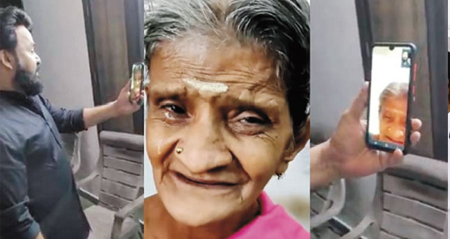 ആ​രാ​ധി​ക രു​ഗ്‌മി​ണി​യ​മ്മ​യെ തേ​ടി  ലാ​ലി​ന്‍റെ വീ​ഡി​യോ കോ​ൾ
