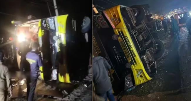 ക​ർ​ണാ​ട​ക​യി​ൽ‌ ബ​സ് മ​റി​ഞ്ഞ് നി​ര​വ​ധി പേ​ർ​ക്ക് പ​രി​ക്ക്