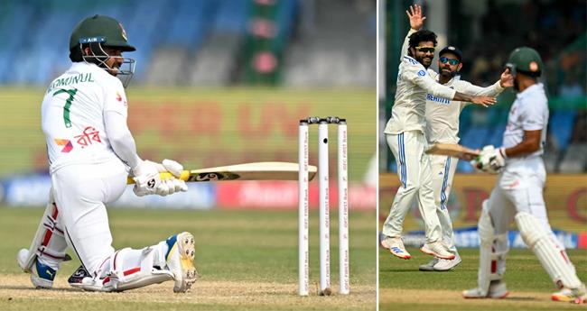 ത​ക​ർ​ന്ന​ടി​ഞ്ഞ് ബം​ഗ്ലാ​ദേ​ശ്; 146നു ​പു​റ​ത്ത്, ഇ​ന്ത്യ​യ്ക്ക് ജ​യി​ക്കാ​ൻ 95 റ​ൺ​സ്