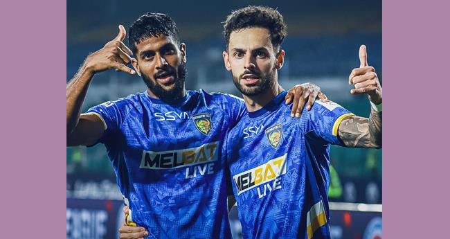 ഐ​എ​സ്എ​ൽ: ഹൈ​ദ​രാ​ബാ​ദ് എ​ഫ്സി​ക്കെ​തി​രെ ചെ​ന്നൈ​യി​ൻ എ​ഫ്സി​ക്ക് ജ​യം