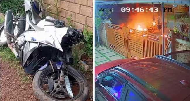 ശാ​സ്താം​കോ​ട്ട​യി​ൽ ബൈ​ക്കു​ക​ൾ കൂ​ട്ടി​യി​ടി​ച്ച് തീ​പി​ടി​ച്ചു; യു​വാ​വ് മ​രി​ച്ചു