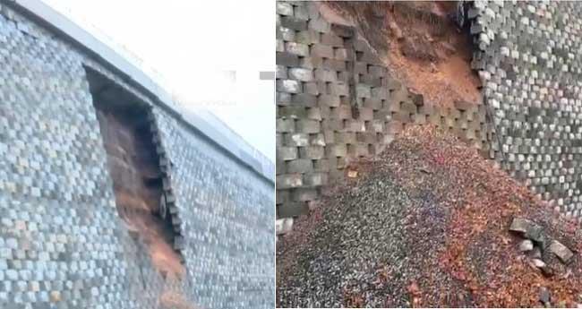 വീ​ണ്ടും ‌സം​ര​ക്ഷ​ണ ഭി​ത്തി ത​ക​ര്‍​ന്നു; കൂ​രി​യാ​ട് സ​ര്‍​വീ​സ് റോ​ഡി​ൽ വീ​ണ്ടും വി​ള്ള​ലു​ക​ൾ