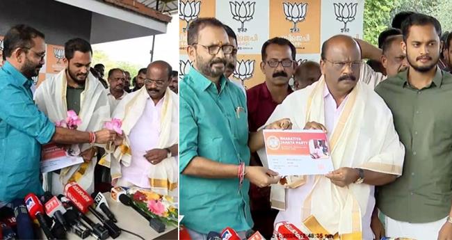 സി​പി​എം വി​ട്ട മ​ധു മു​ല്ല​ശേ​രി​യും മ​ക​നും ബി​ജെ​പി​യി​ല്‍; അം​ഗ​ത്വം ന​ല്കി കെ. ​സു​രേ​ന്ദ്ര​ൻ