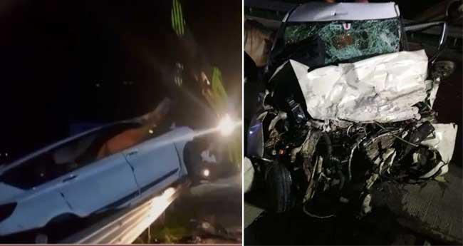 എ​ക്സ്പ്ര​സ് വേ​യി​ൽ കാ​റു​ക​ൾ കൂ​ട്ടി​യി​ടി​ച്ചു; തെ​റി​ച്ചു​വീ​ണു യാ​ത്രി​ക​ർ, ആ​റു മ​ര​ണം