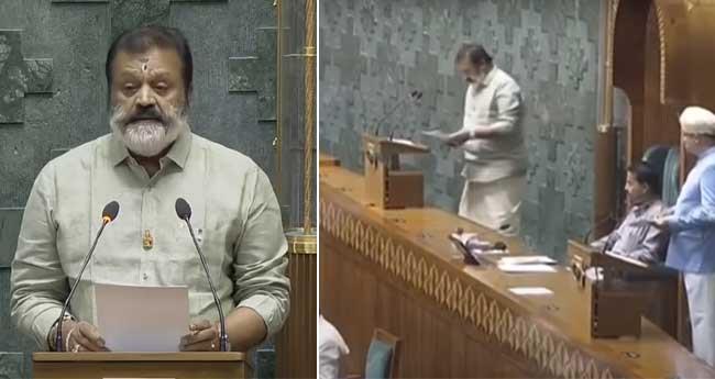 ‘കൃ​ഷ്ണാ, ഗു​രു​വാ​യൂ​ര​പ്പാ, ഭ​ഗ​വാ​നേ...’ നാ​മം​ജ​പി​ച്ച് ക​യ​റി സു​രേ​ഷ് ഗോ​പി; മ​ല​യാ​ള​ത്തി​ൽ സ​ത്യ​പ്ര​തി​ജ്ഞ