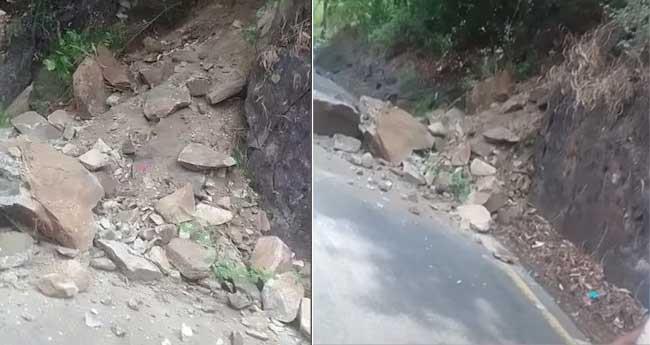 താ​മ​ര​ശേ​രി ചു​ര​ത്തി​ൽ കൂ​റ്റ​ൻ പാ​റ റോ​ഡി​ലേ​ക്ക് അ​ട​ർ​ന്നു​വീ​ണു; ത​ല​നാ​രി​ഴ​യ്ക്ക് അ​പ​ക​ട​മൊ​ഴി​വാ​യി