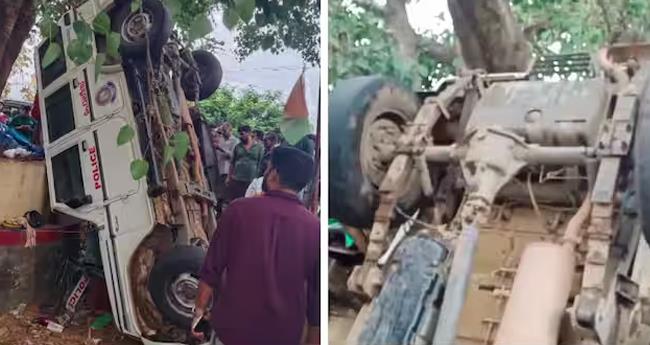 പോ​ലീ​സ് ജീ​പ്പ് മ​റി​ഞ്ഞ് ഒ​രാ​ൾ മ​രി​ച്ച സം​ഭ​വം; ജീ​പ്പി​ന്‍റെ ട​യ​ര്‍ തേ​ഞ്ഞു​തീ​ര്‍​ന്ന നി​ല​യി​ൽ, സ്ഥ​ല​ത്ത് നാ​ട്ടു​കാ​രു​ടെ പ്ര​തി​ഷേ​ധം