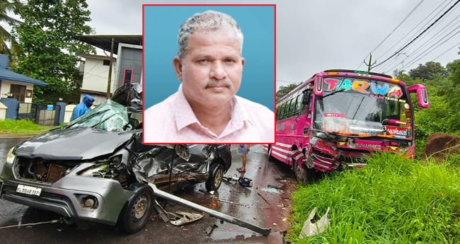 കാ​ർ ബ​സി​ലി​ടി​ച്ച് ഒ​രാ​ൾ മ​രി​ച്ചു; എ​ട്ടു​ പേ​ർ​ക്ക് പ​രി​ക്ക്