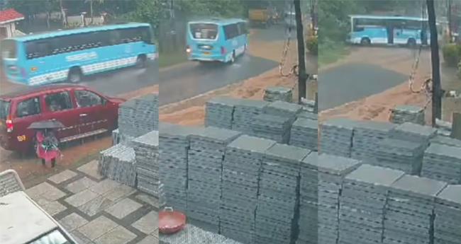 സ്വ​കാ​ര്യ ബ​സ് നി​യ​ന്ത്ര​ണം വി​ട്ട് കെ​എ​സ്ആ​ര്‍​ടി​സി ബ​സി​ലി​ടി​ച്ചു