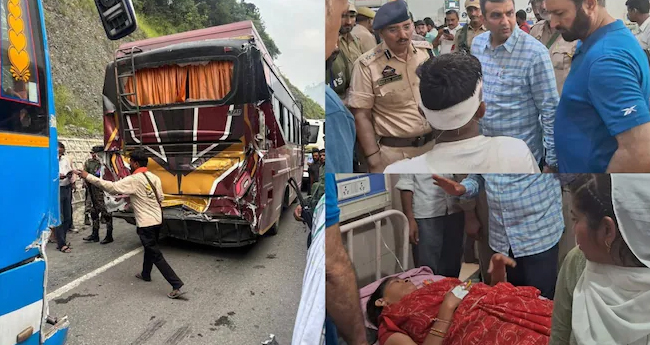 അമർനാഥ്  തീർഥാടകരുടെ ബസ്  അപകടത്തിൽപെട്ടു: 36 പേർക്ക് പരിക്ക്