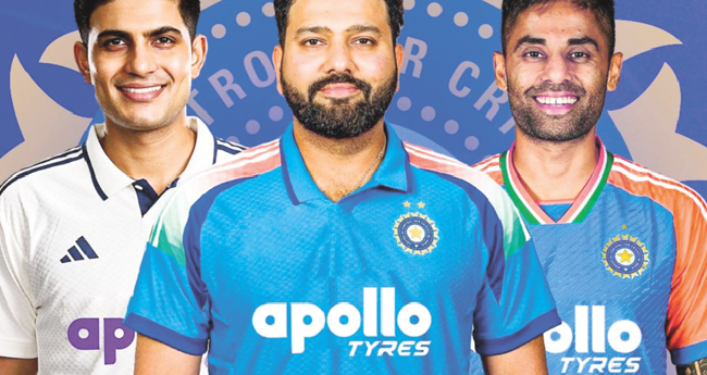 ഇ​​ന്ത്യ​​ന്‍ ടീ​​മി​​ന്‍റെ ജ​​ഴ്‌​​സി സ്‌​​പോ​​ണ്‍​സ​​ര്‍​ഷി​​പ്പ് അ​​പ്പോ​​ളോ ട​​യേ​​ഴ്‌​​സി​​ന്