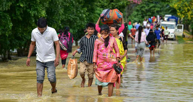 മഴ കനത്തു, ആസാമിൽ പ്രളയക്കെടുതി