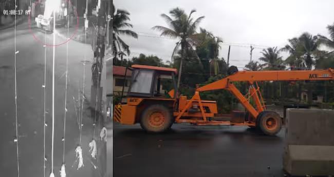 ക​ണ്ണൂ​രി​ൽ നി​ന്ന് കാ​ണാ​താ​യ ക്രെ​യി​ൻ രാ​മ​പു​ര​ത്ത് ക​ണ്ടെ​ത്തി; എ​രു​മേ​ലി സ്വ​ദേ​ശി പി​ടി​യി​ൽ