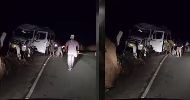 സി​നി​മാ ഷൂ​ട്ടിം​ഗ് സം​ഘം സ​ഞ്ച​രി​ച്ച വാ​ഹ​ന​ത്തി​ന് നേ​രെ കാ​ട്ടാ​ന ആ​ക്ര​മ​ണം