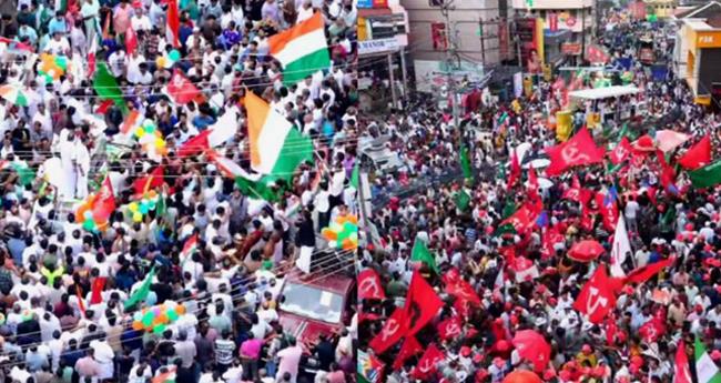 ആ​വേ​ശം വാ​നോ​ളം; റോ​ഡ് ഷോ​യു​മാ​യി സ്ഥാ​നാ​ർ​ഥി​ക​ൾ