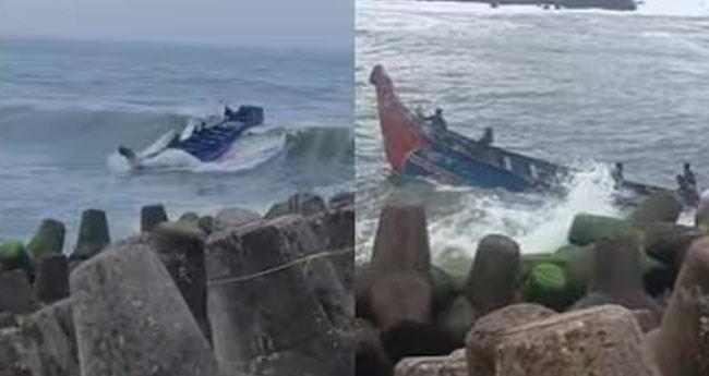 മു​ത​ല​പ്പൊ​ഴി​യി​ല്‍ വീ​ണ്ടും അ​പ​ക​ടം; പു​ലി​മു​ട്ടി​ല്‍ ഇ​ടി​ച്ച് വ​ള്ളം മു​ങ്ങി; ര​ക്ഷാ​പ്ര​വ​ര്‍​ത്ത​ന​ത്തി​നി​ടെ ഫി​ഷ​റീ​സ് ഗാ​ര്‍​ഡി​ന് പ​രി​ക്ക്