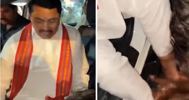 പ്രവർത്തകൻ മഹാരാഷ്‌ട്ര കോൺഗ്രസ് അധ്യക്ഷന്‍റെ കാൽകഴുകുന്ന ദൃശ്യം വൈറൽ