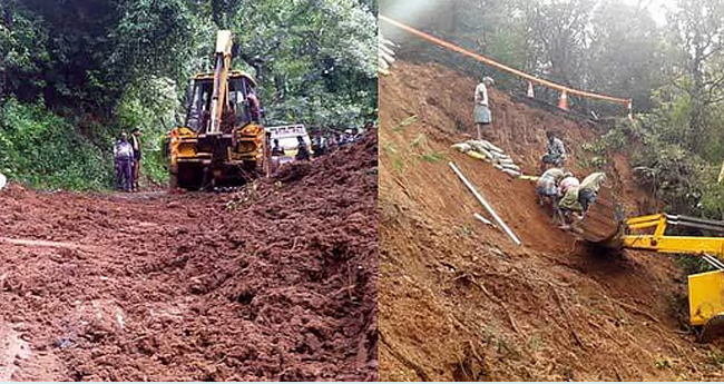 ഊട്ടിയിൽ മണ്ണിടിച്ചിൽ; ബസ് തകർന്നു