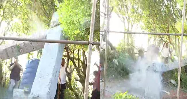 പ​രു​ന്തും​പാ​റ​യി​ൽ അ​ന​ധി​കൃ​ത​മാ​യി സ്ഥാ​പി​ച്ച കു​രി​ശ് പൊ​ളി​ച്ചു മാ​റ്റി
