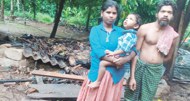 പി​ണ​വൂ​ർകു​ടി​യി​ൽ കാ​ട്ടാ​ന വീ​ട്​ ത​ക​ർ​ത്തു