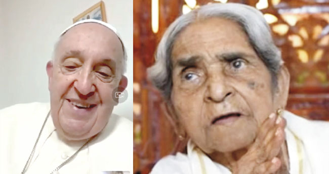 ഫ്രാന്‍സിസ് മാർപാപ്പ വീഡിയോകോളില്‍ വിളിച്ച ആഹ്ലാദത്തില്‍ കല്ലുകളം ശോശാമ്മ