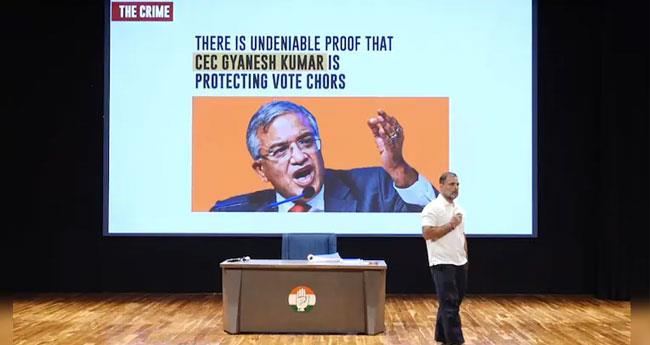 വോ​ട്ട് കൊ​ള്ള​യ്ക്ക് 101 ശ​ത​മാ​നം തെ​ളി​വു​ണ്ട്; ഹൈ​ഡ്ര​ജ​ൻ ബോം​ബ് വ​രു​ന്ന​തേ​യു​ള്ളൂ രാ​ഹു​ൽ ഗാ​ന്ധി