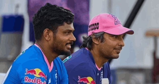 സ​​ഞ്ജു​​വി​​ന്‍റെ ബാ​​റ്റു​​മാ​​യി  സം​​ഗ​​ക്കാ​​ര