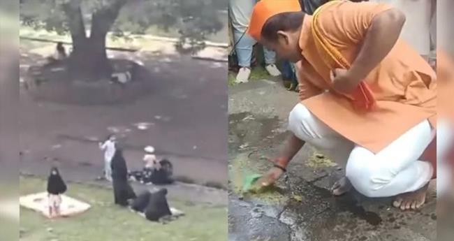ശ​നി​വാ​ർ വാ​ഡ​യി​ൽ മു​സ്‍​ലിം സ്ത്രീ​ക​ൾ ന​മ​സ്ക​രി​ച്ചു; ഗോ​മൂ​ത്രം ത​ളി​ച്ച് ശു​ദ്ധി​ക​ല​ശം ന​ട​ത്തി ബി​ജെ​പി