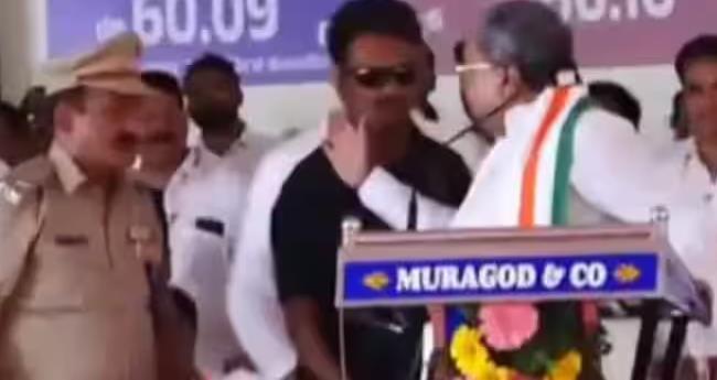 ബി​ജെ​പി പ്ര​തി​ഷേ​ധം; സി​ദ്ധ​രാ​മ​യ്യ പോ​ലീ​സ് ഉ​ദ്യോ​ഗ​സ്ഥ​നു നേ​രെ കൈ​യോ​ങ്ങി