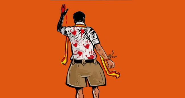വി​ജ​യ് ആ​ര്‍​എ​സ്എ​സ് ഗ​ണ​വേ​ഷ​ത്തി​ൽ രക്തത്തിൽ കു​ളി​ച്ചു നി​ൽ​ക്കു​ന്ന പോ​സ്റ്റ​റു​മാ​യി ഡി​എം​കെ