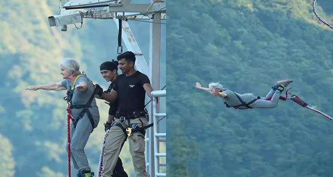 Fearless at 82: Grandma Goes Viral After Epic Bungee Jump from Indias Tallest Platform