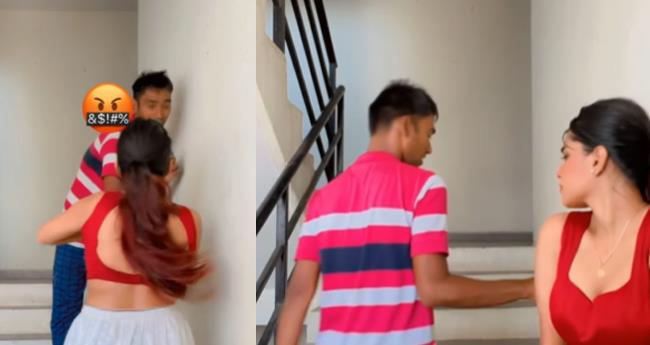 man inappropriatley touch a woman suddenly women slapped him