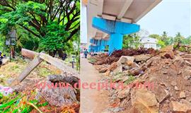 വഴിമുടക്കികളായി  കോൺക്രീറ്റ് മാലിന്യങ്ങൾ