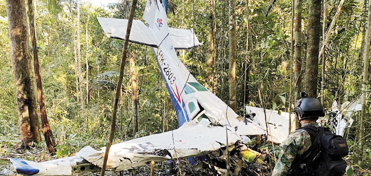 ആ​മ​സോ​ൺ വ​ന​ത്തി​ൽ നി​ന്നും ത​ക​ർ​ന്ന നി​ല​യി​ൽ ക​ണ്ടെ​ത്തി​യ സെ​സ്ന എ​ച്ച്കെ 2803 വി​മാ​ന​ത്തി​ന്‍റെ അ​വ​ശി​ഷ്ടം.